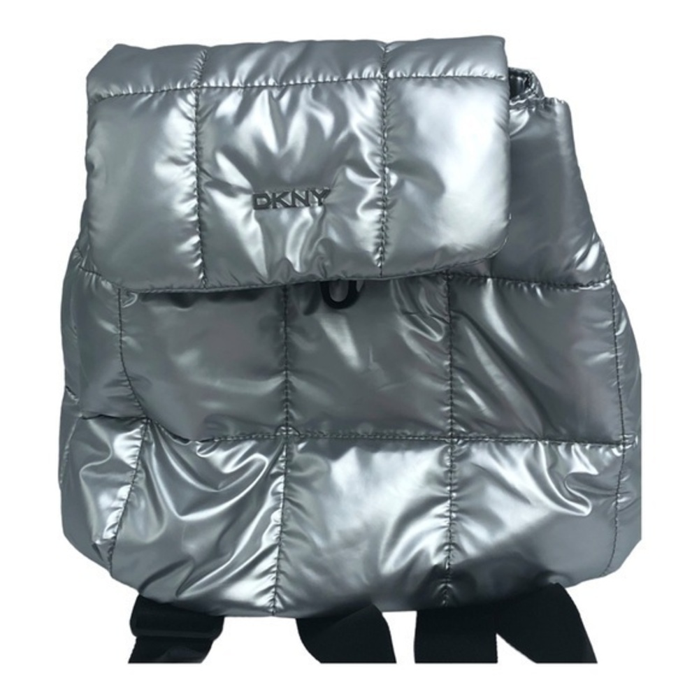 DKNY Silver Metallic Puffer Backpack NWT